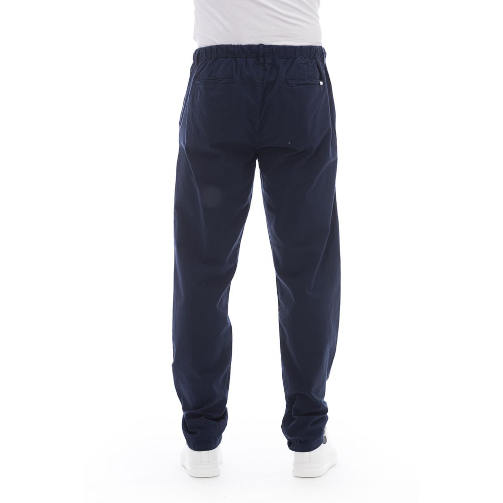 Blue Cotton Men Chino Pants - GlamHub Luxury and Icon Brand Clothing