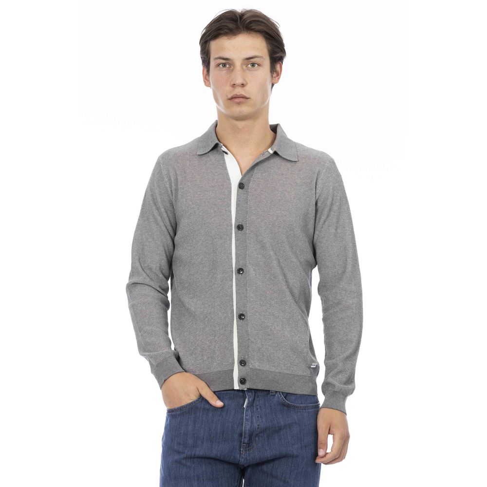 Gray Cotton Men Shirt - GlamHub Luxury and Icon Brand Clothing