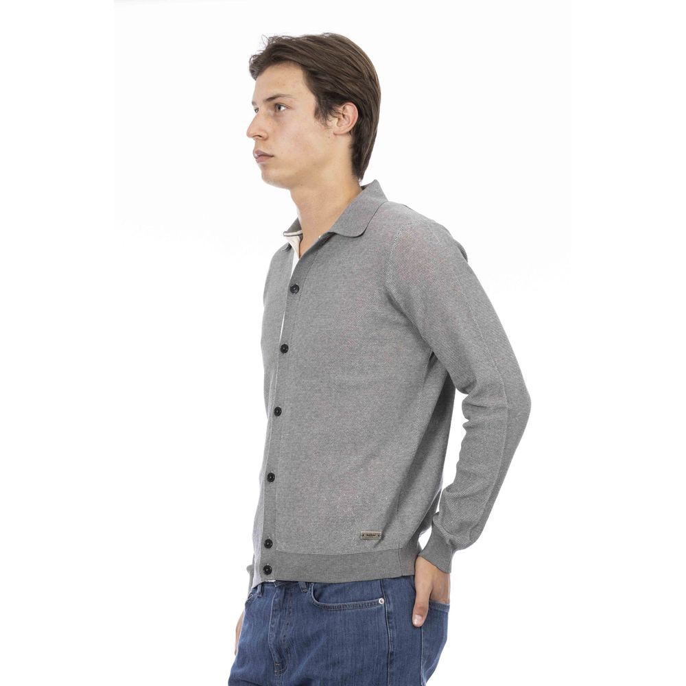 Gray Cotton Men Shirt - GlamHub Luxury and Icon Brand Clothing