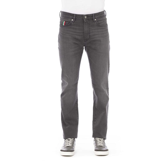 Gray Cotton Men Jeans - GlamHub Luxury and Icon Brand Clothing