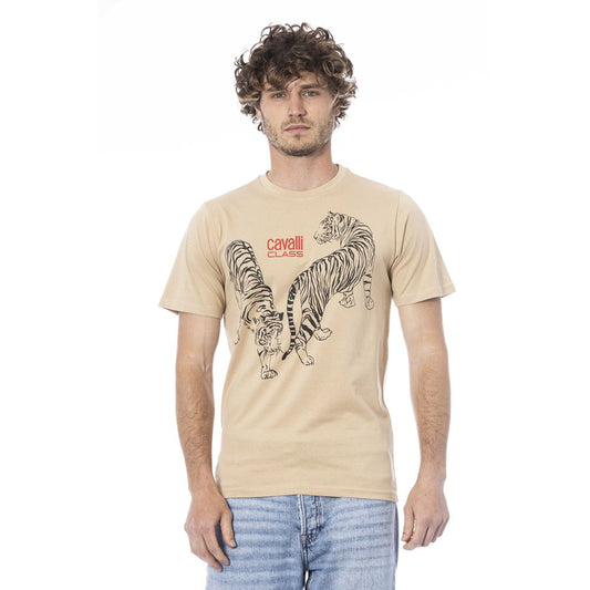 Beige Cotton Men T-Shirt - GlamHub Luxury and Icon Brand Clothing