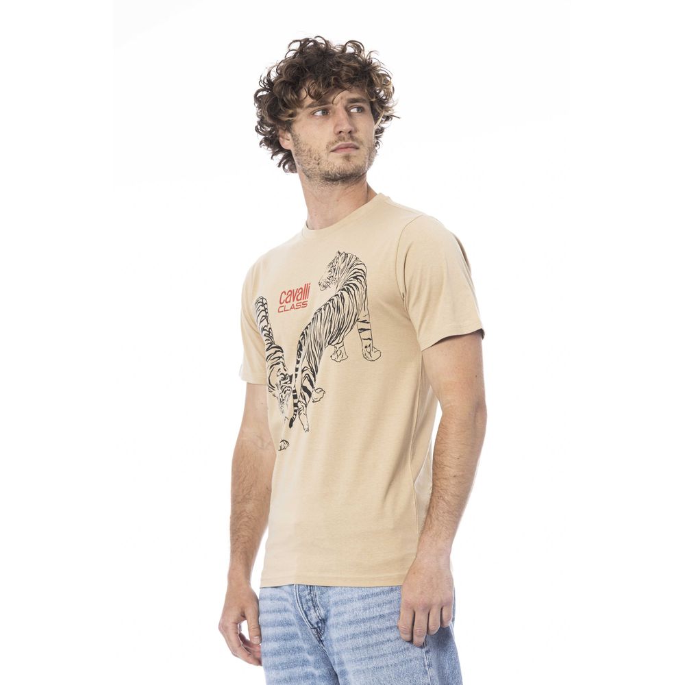 Beige Cotton Men T-Shirt - GlamHub Luxury and Icon Brand Clothing