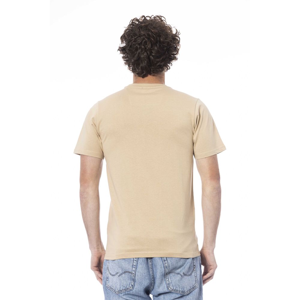 Beige Cotton Men T-Shirt - GlamHub Luxury and Icon Brand Clothing