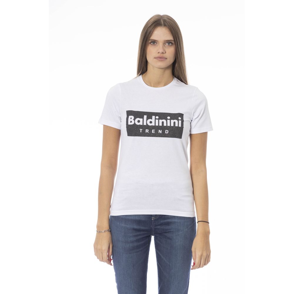 White Cotton Women T-Shirt - GlamHub Luxury and Icon Brand Clothing