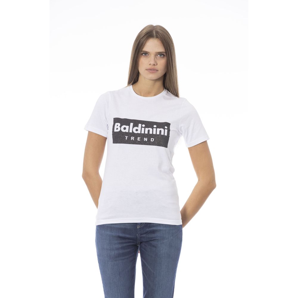 White Cotton Women T-Shirt - GlamHub Luxury and Icon Brand Clothing