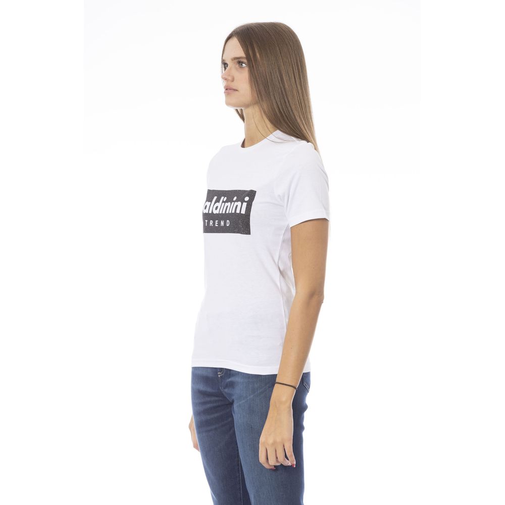 White Cotton Women T-Shirt - GlamHub Luxury and Icon Brand Clothing