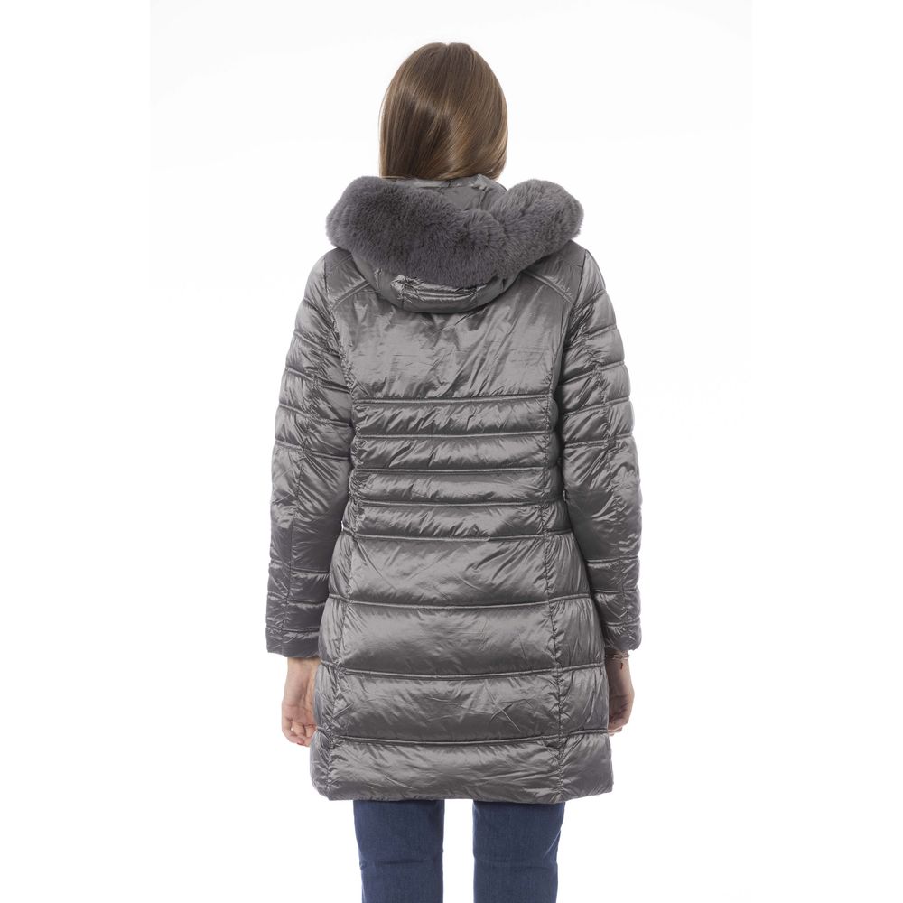 Gray Polyester Women Jacket - GlamHub Luxury and Icon Brand Clothing