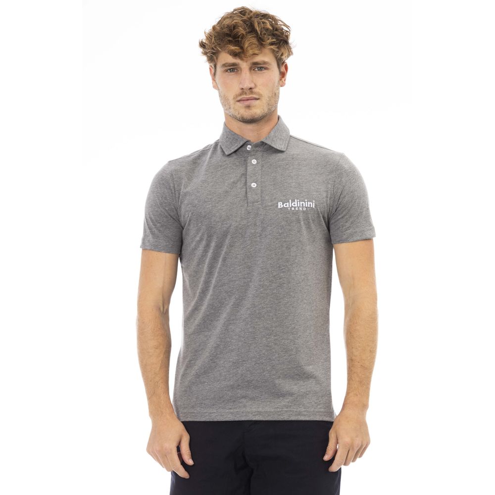 Gray Cotton Men Polo - GlamHub Luxury and Icon Brand Clothing