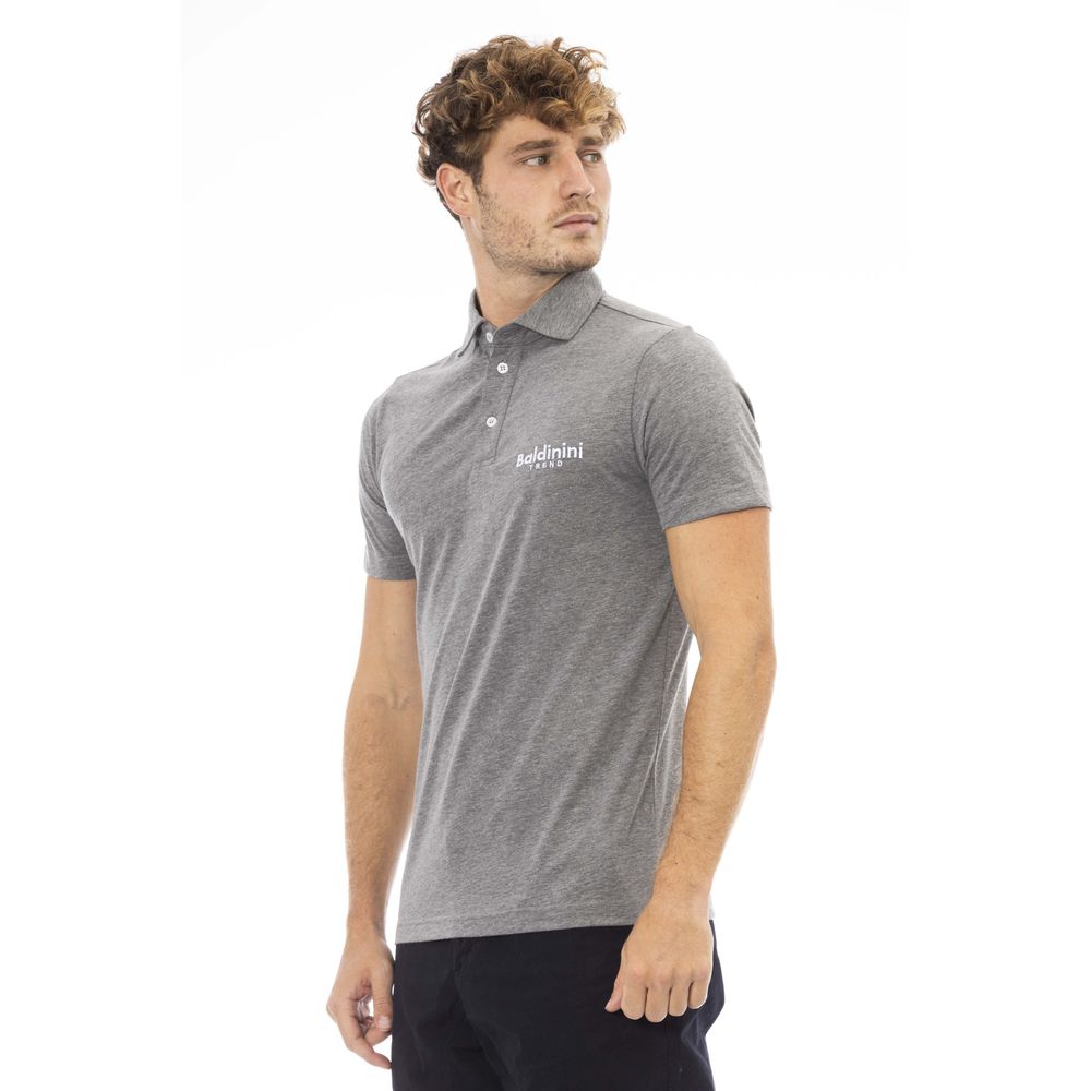 Gray Cotton Men Polo - GlamHub Luxury and Icon Brand Clothing