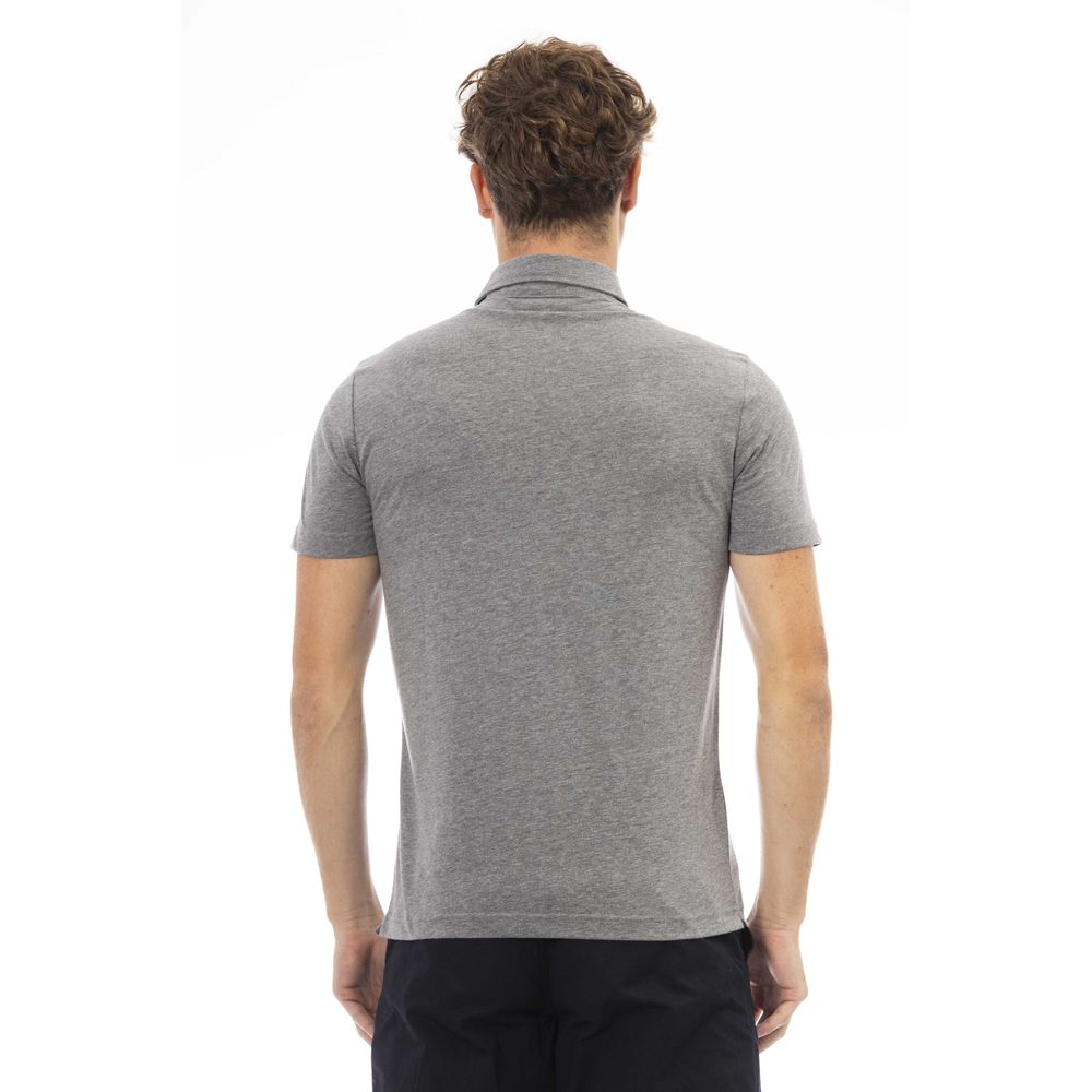 Gray Cotton Men Polo - GlamHub Luxury and Icon Brand Clothing