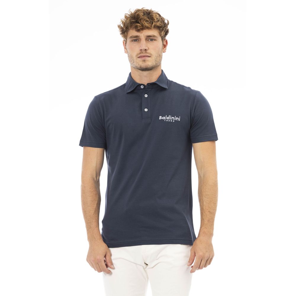 Blue Cotton Men Polo - GlamHub Luxury and Icon Brand Clothing