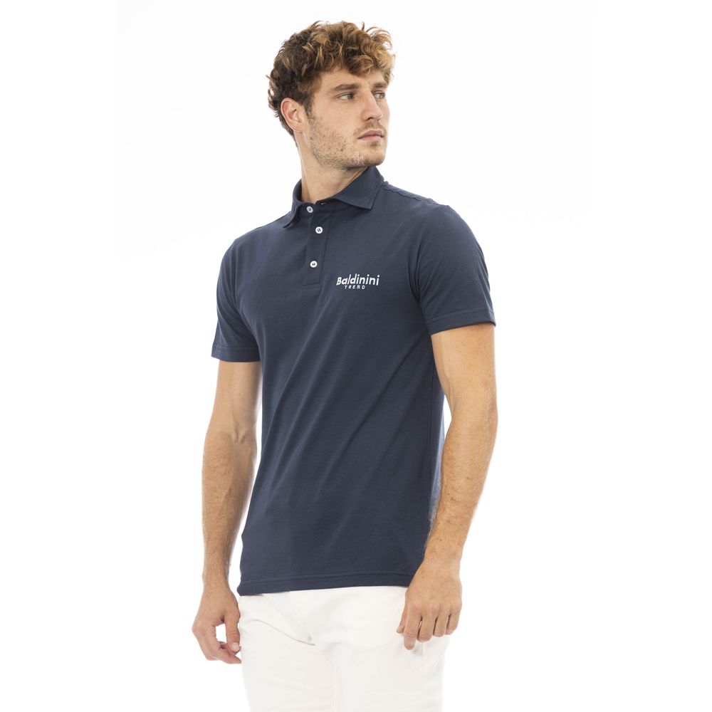 Blue Cotton Men Polo - GlamHub Luxury and Icon Brand Clothing