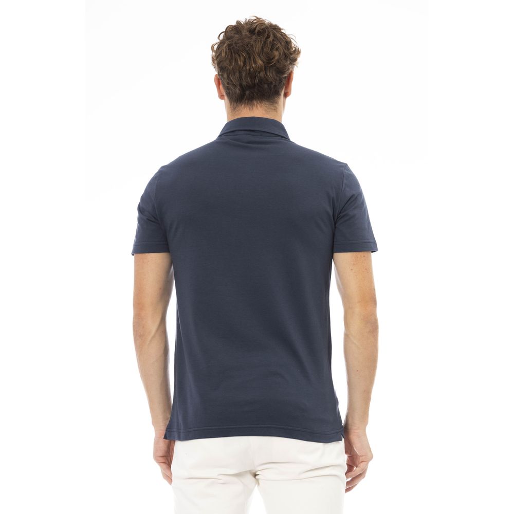 Blue Cotton Men Polo - GlamHub Luxury and Icon Brand Clothing