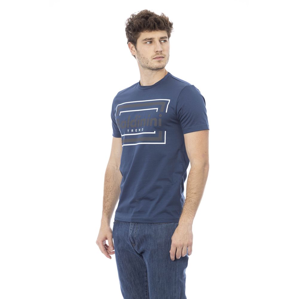 Blue Cotton Men T-Shirt - GlamHub Luxury and Icon Brand Clothing