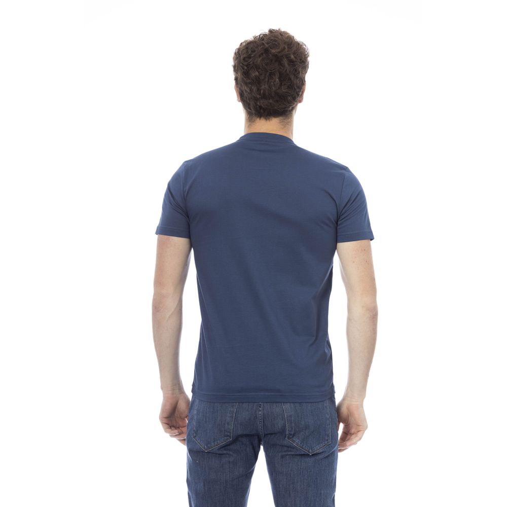 Blue Cotton Men T-Shirt - GlamHub Luxury and Icon Brand Clothing