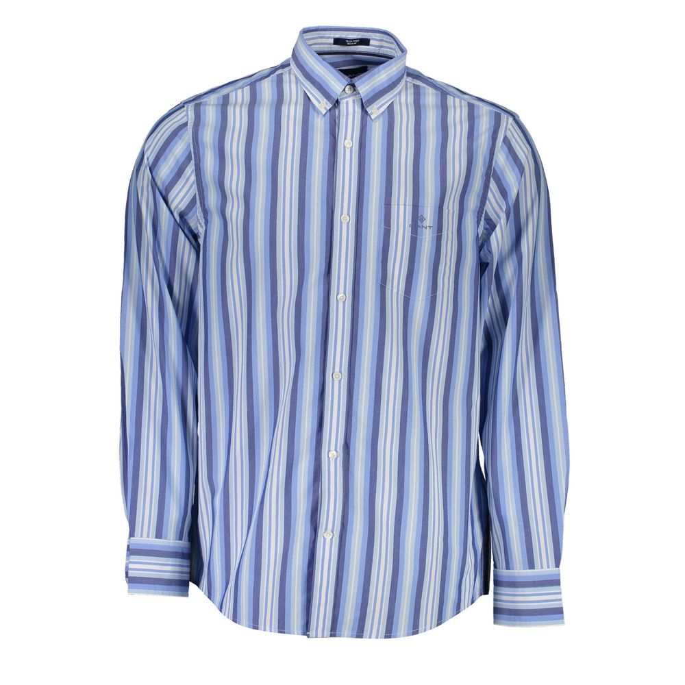 Light Blue Cotton Men Shirt - GlamHub Luxury and Icon Brand Clothing