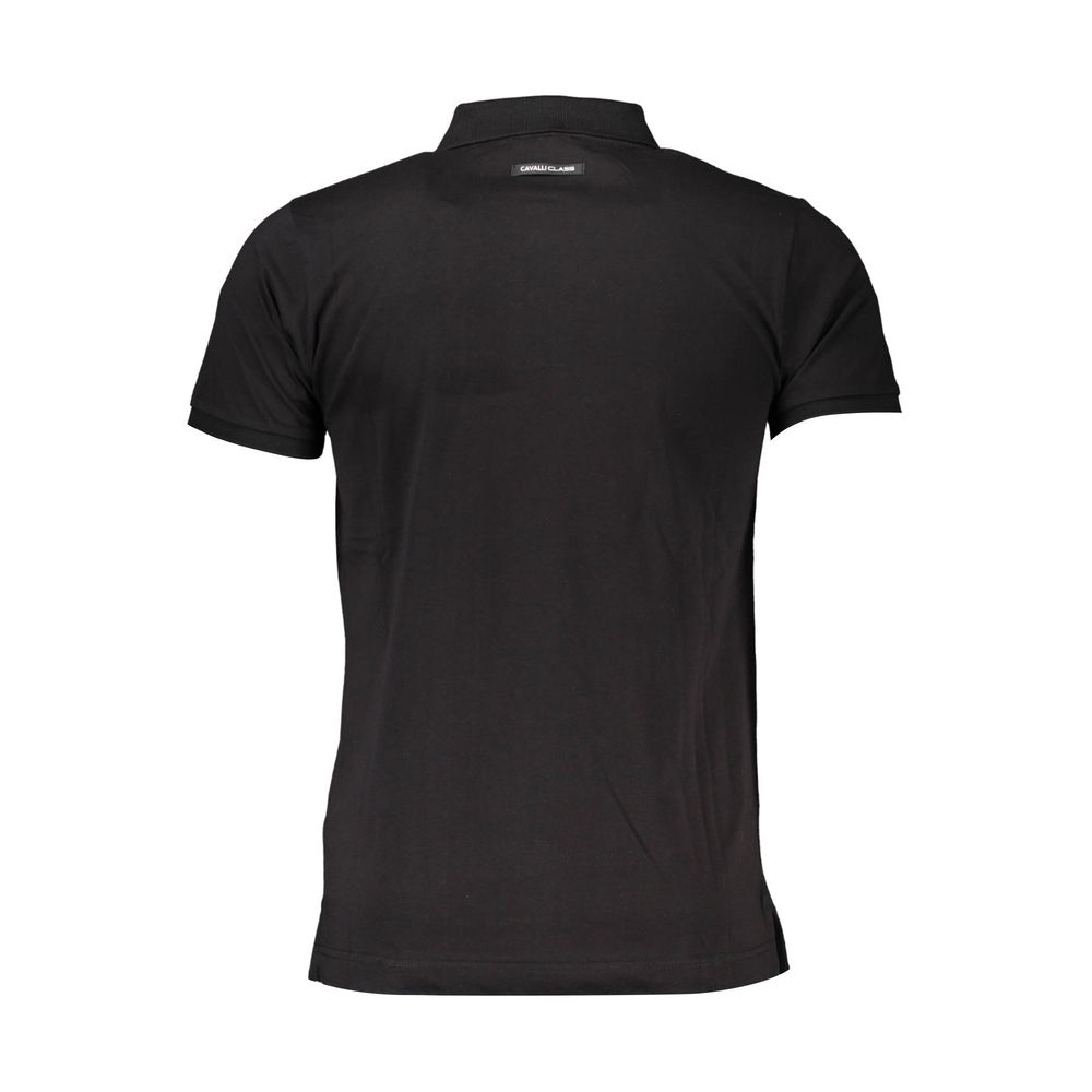 Black Cotton Men Polo Shirt - GlamHub Luxury and Icon Brand Clothing