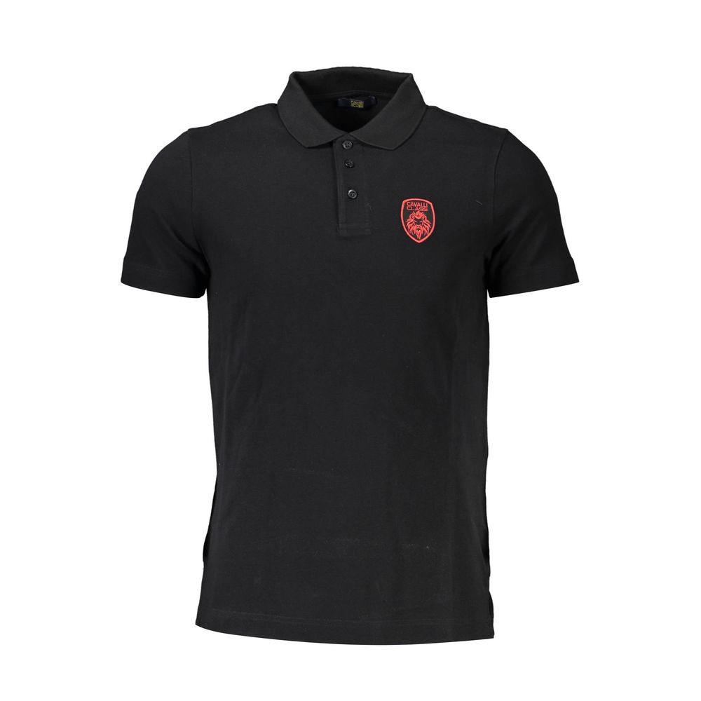 Black Cotton Men Polo Shirt - GlamHub Luxury and Icon Brand Clothing