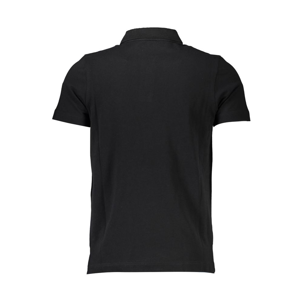 Black Cotton Men Polo Shirt - GlamHub Luxury and Icon Brand Clothing