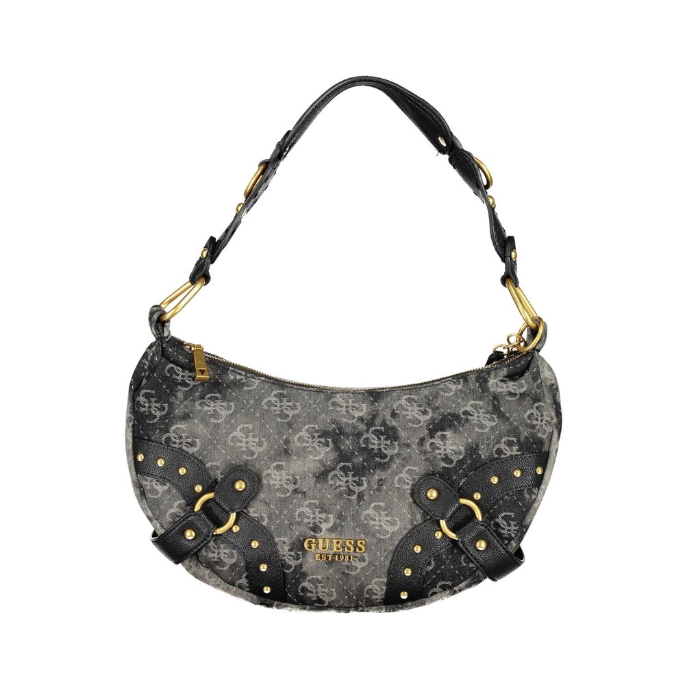 Grey and Black Polyester Handbag - GlamHub Luxury and Icon Brand Clothing