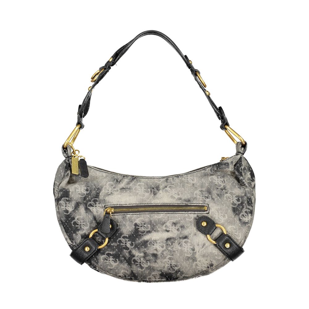 Grey and Black Polyester Handbag - GlamHub Luxury and Icon Brand Clothing