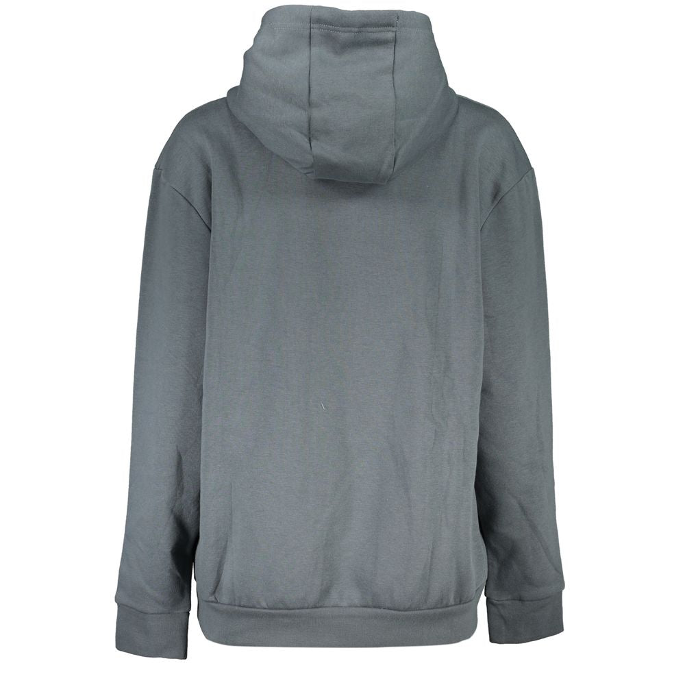 Sleek Gray Fleece Hooded Sweatshirt - GlamHub Luxury and Icon Brand Clothing