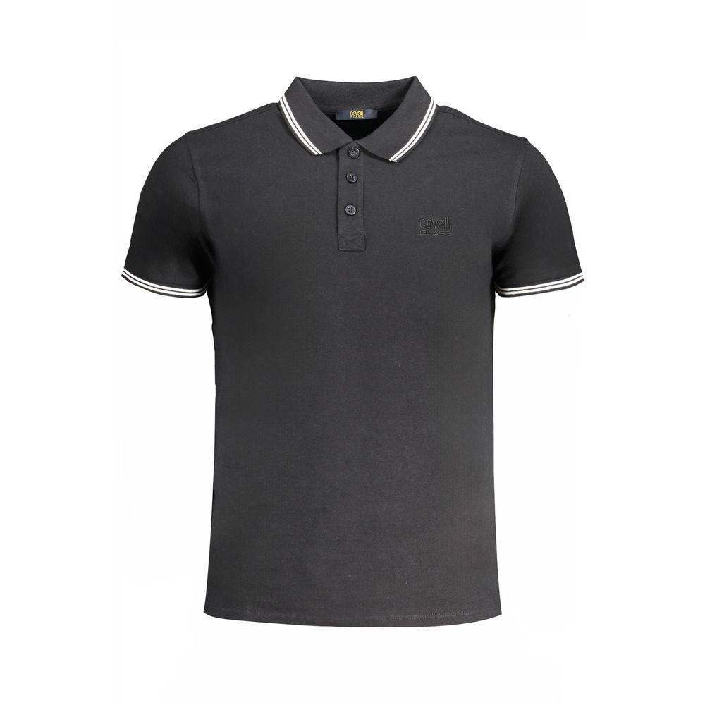 Black Cotton Polo Shirt - GlamHub Luxury and Icon Brand Clothing