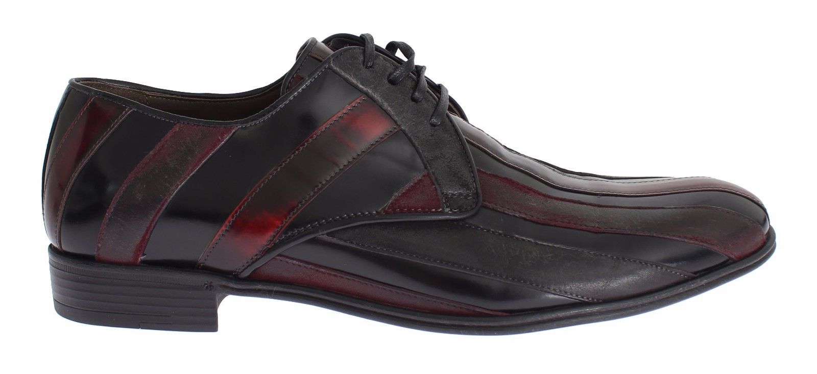 Elegant Black Bordeaux Striped Leather Dress Shoes - GlamHub Luxury and Icon Brand Clothing