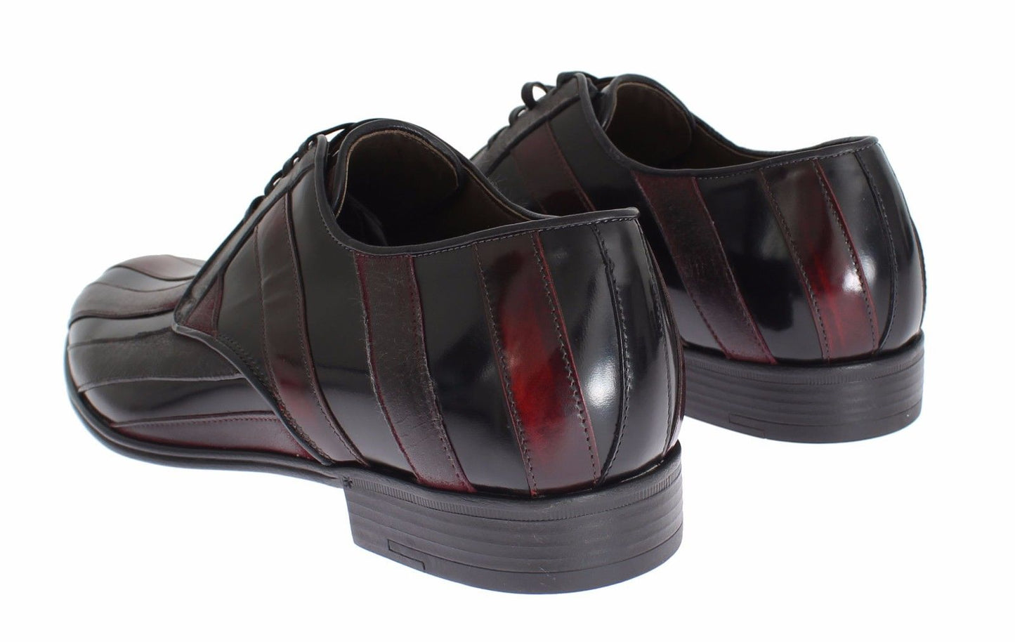 Elegant Black Bordeaux Striped Leather Dress Shoes - GlamHub Luxury and Icon Brand Clothing