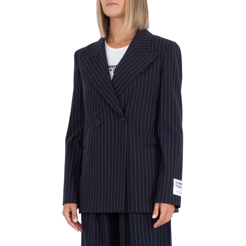 Blue Polyester Suits & Blazer - GlamHub Luxury and Icon Brand Clothing