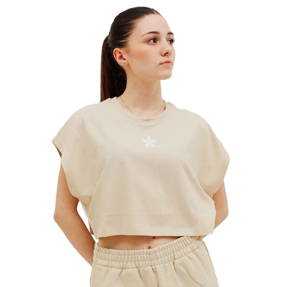 Beige Cotton Tops & T-Shirt - GlamHub Luxury and Icon Brand Clothing