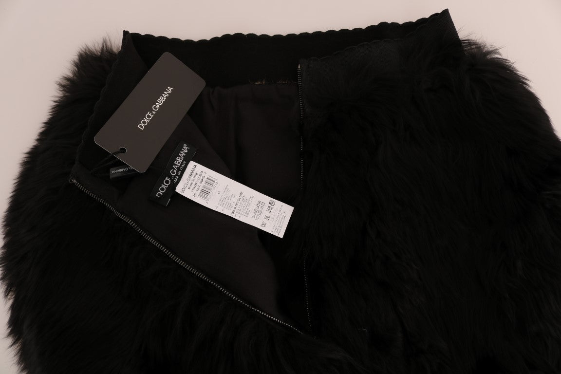 Exquisite Black Mink Fur Mini Shorts - GlamHub Luxury and Icon Brand Clothing