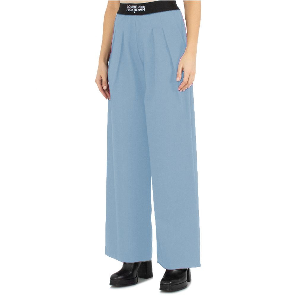 Light Blue Polyester Jeans & Pant - GlamHub Luxury and Icon Brand Clothing