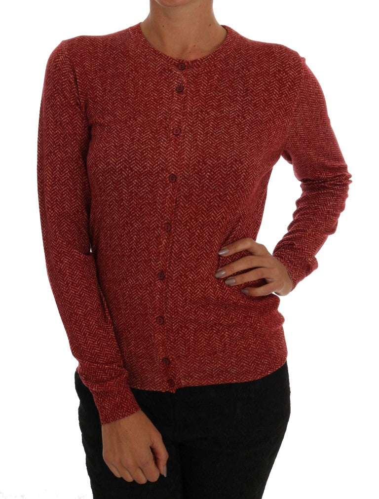 Red Wool Cardigan Sweater - GlamHub Luxury and Icon Brand Clothing