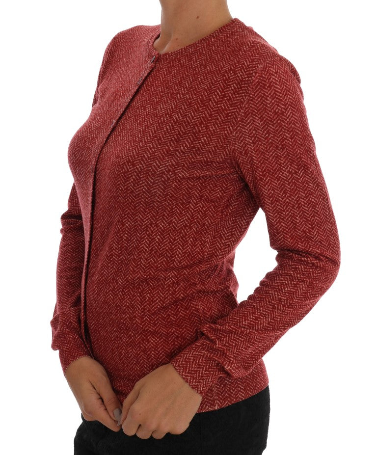 Red Wool Cardigan Sweater - GlamHub Luxury and Icon Brand Clothing