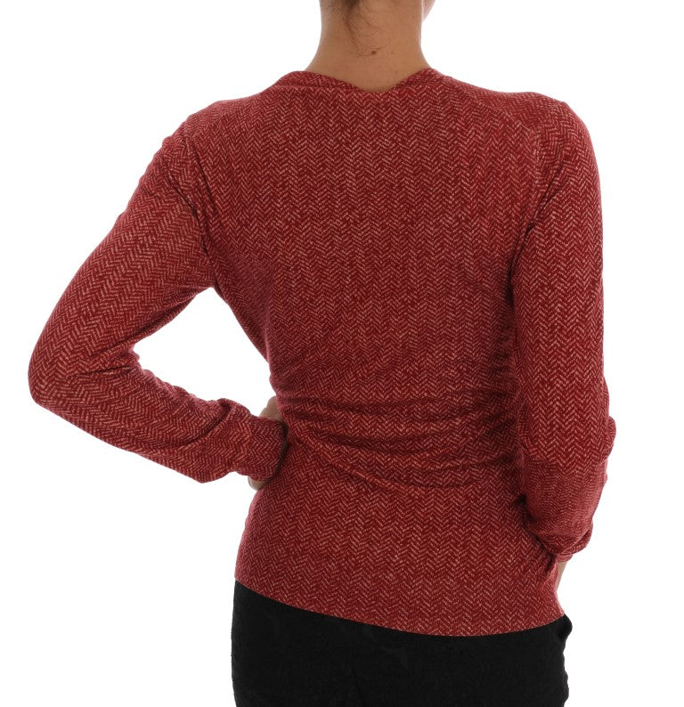 Red Wool Cardigan Sweater - GlamHub Luxury and Icon Brand Clothing