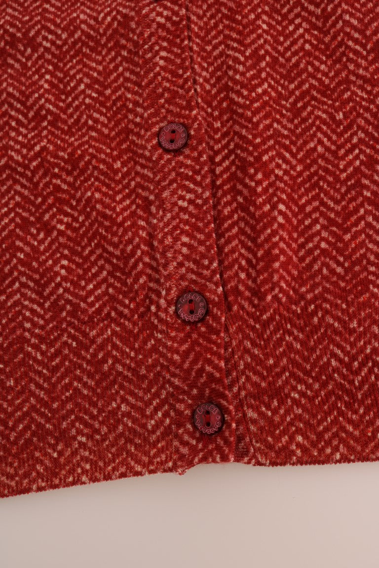 Red Wool Cardigan Sweater - GlamHub Luxury and Icon Brand Clothing