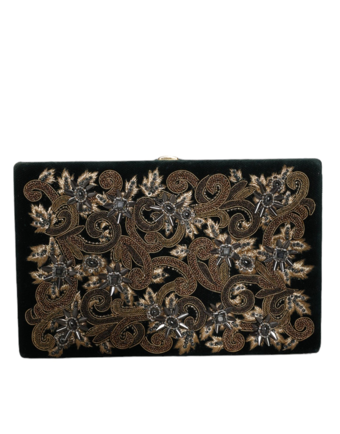 Schwarze Clutch aus Samt mit Goldrahmen, für Abendveranstaltungen, Partys