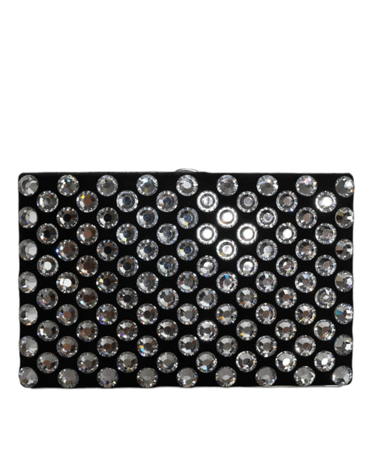 Schwarze Clutch aus Samt mit Kristallen für Abendveranstaltungen