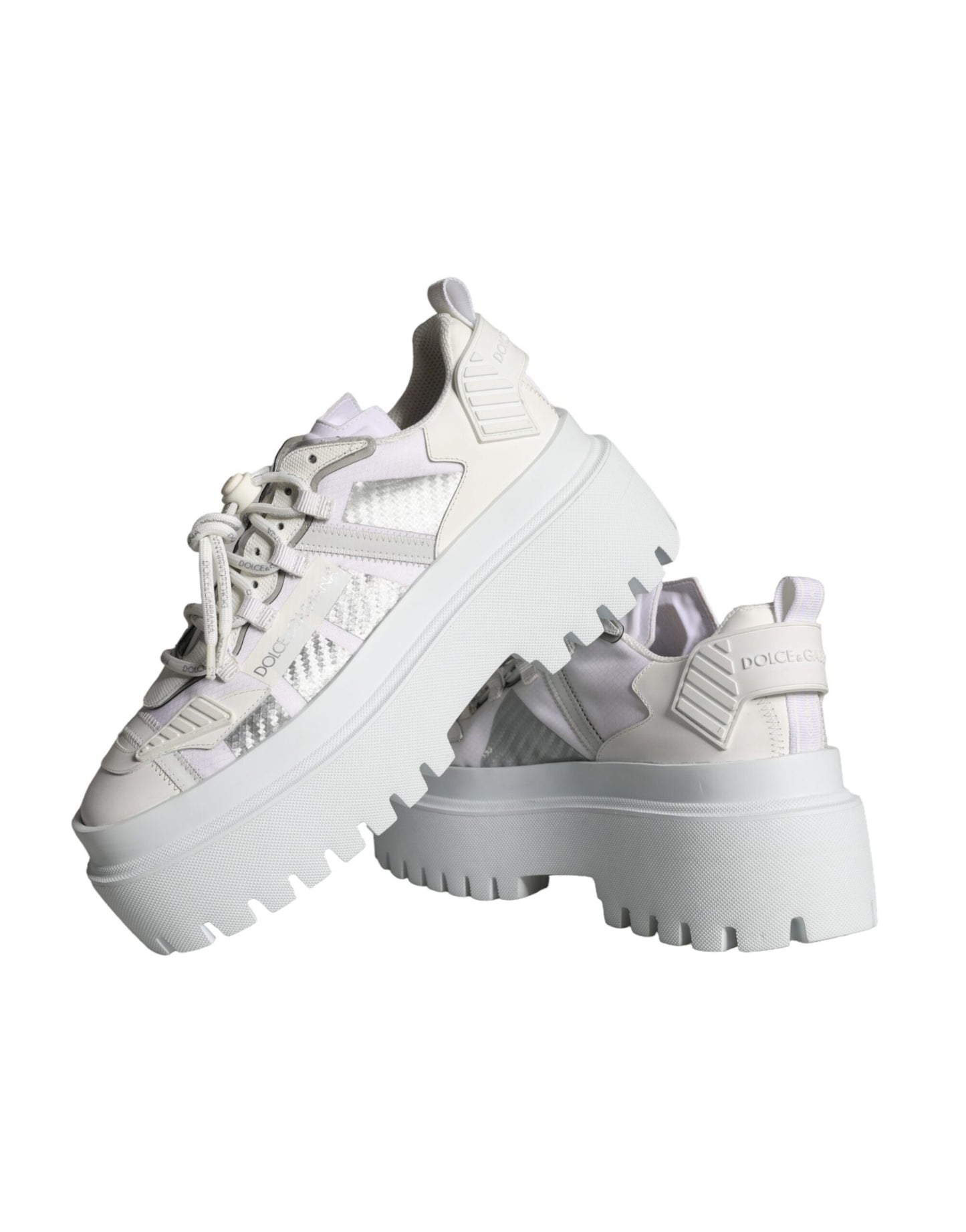 White Silver Chunky Platform Sneakers Shoes