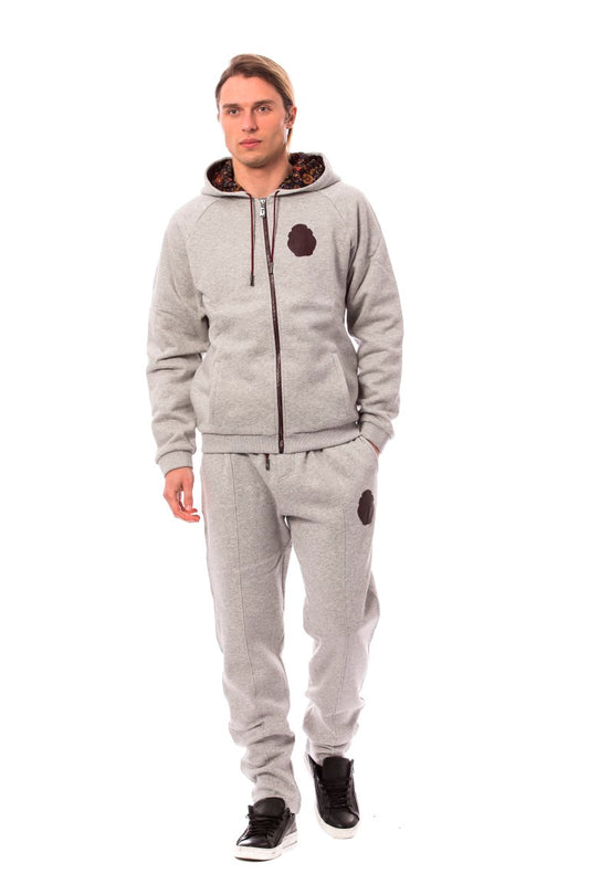 Elegant Gray Cotton Sweatsuit Ensemble - GLAMHUB BOUTIQUE 