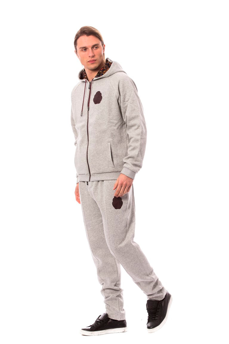 Elegant Gray Cotton Sweatsuit Ensemble - GLAMHUB BOUTIQUE 