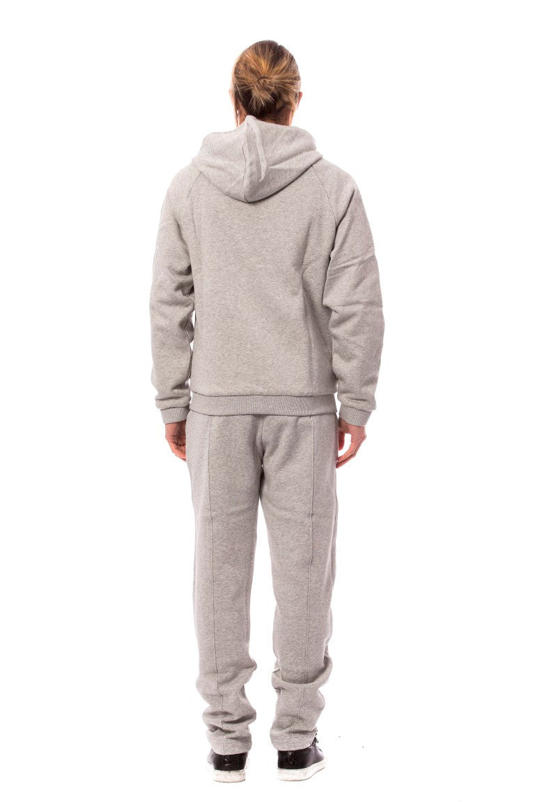 Elegant Gray Cotton Sweatsuit Ensemble - GLAMHUB BOUTIQUE 