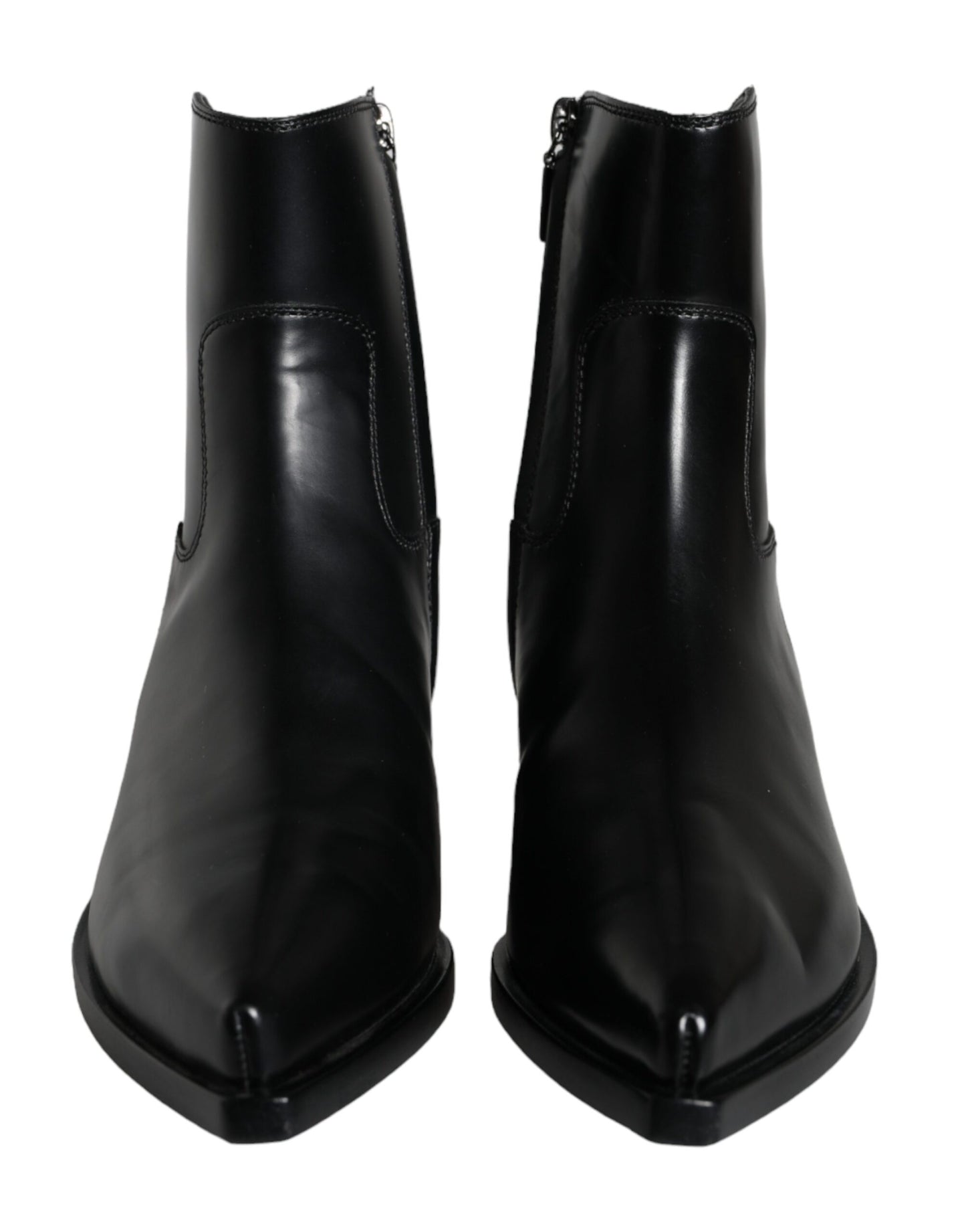 Black Leather Ankle Boots Booties Shoes