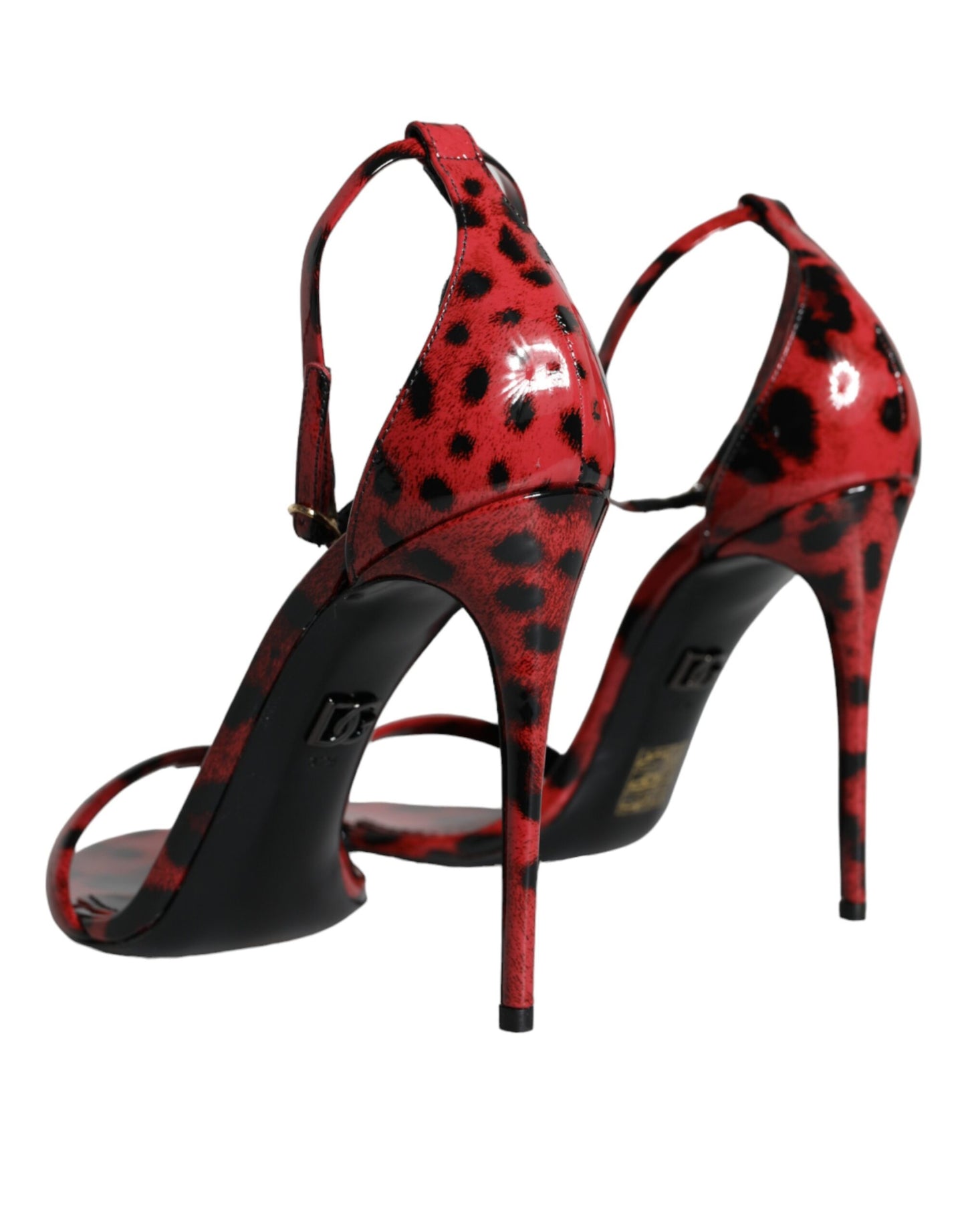 Red Leopard Leather Ankle Strap Keira Sandals Shoes