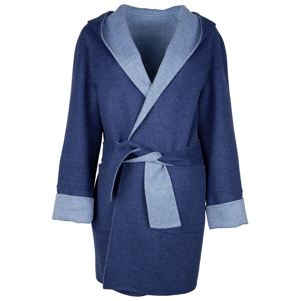 Blue Wool Vergine Jackets & Coat - GlamHub Luxury and Icon Brand Clothing