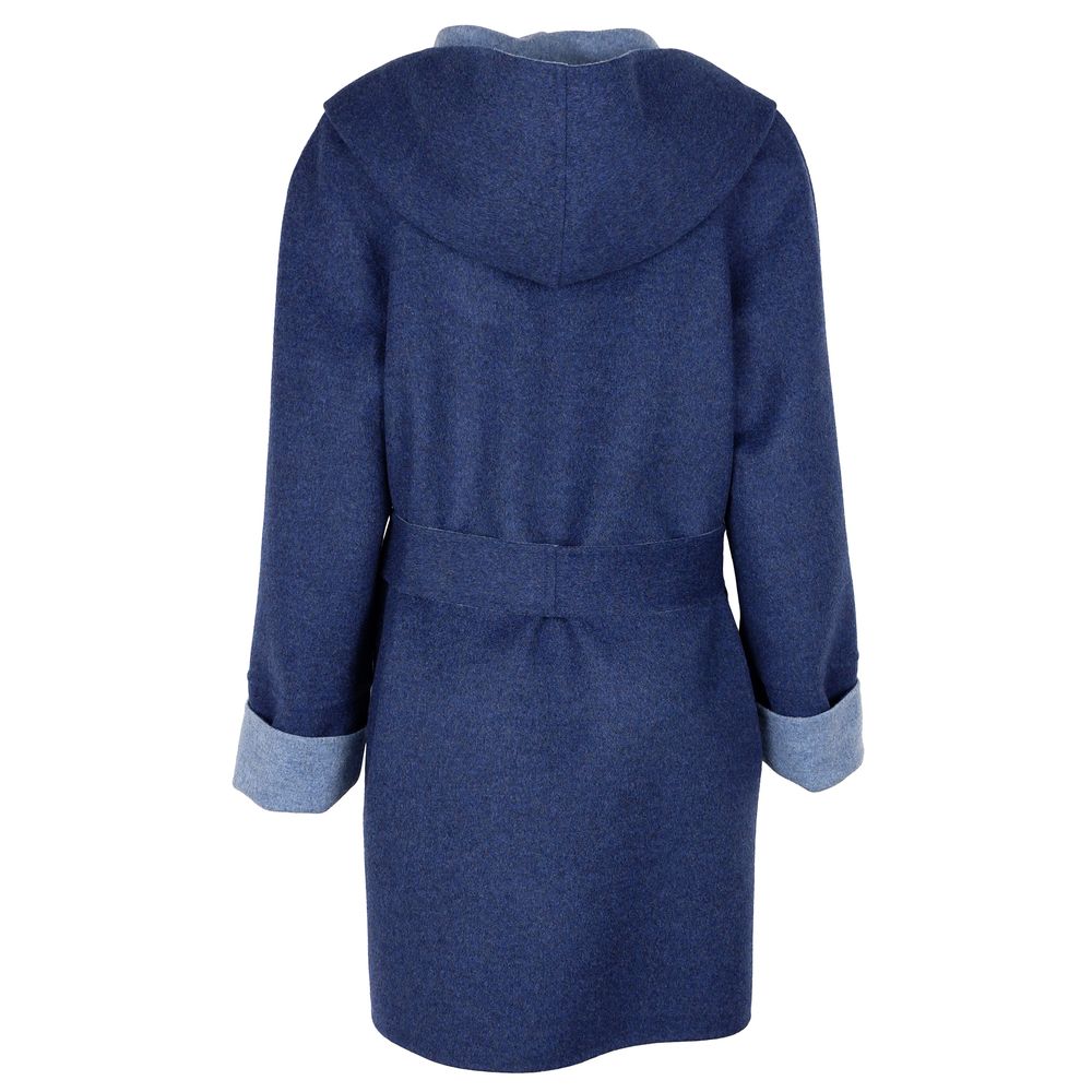 Blue Wool Vergine Jackets & Coat - GlamHub Luxury and Icon Brand Clothing