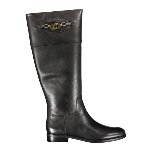 Black Polyester Boot - GLAMHUB BOUTIQUE 