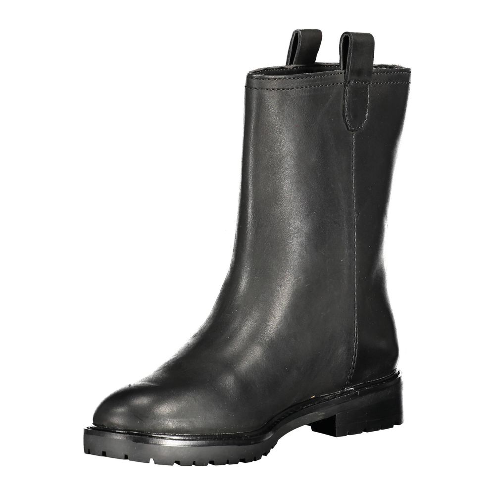 Black Polyester Boot - GLAMHUB BOUTIQUE 