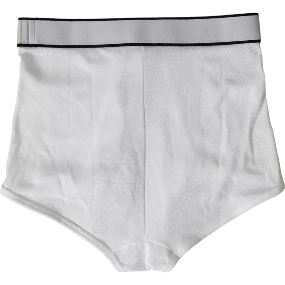 White Cotton Stretch Branded Logo Underwear